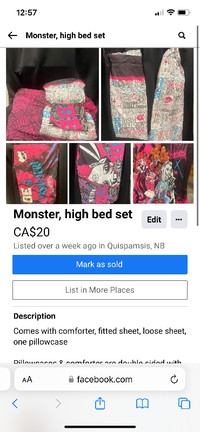 Monster high bed set