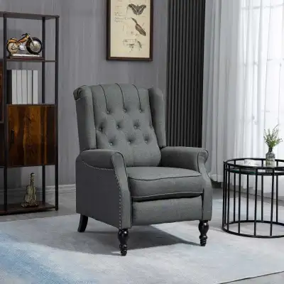 Wingback Reclining Chair with Footrest, Button Tufted Recliner C, View more