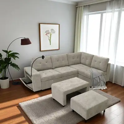 New Sectional Sofa With Nesting Bench & Ottoman Grand Offer, View more