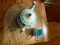 Blue and Gold Vintage Sadler China Teapot and Creamer Set