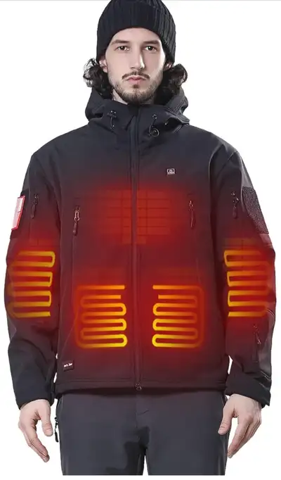 DEWBU Heated Jacket for Men with 12V Battery Pack Winter Outdoor, View more