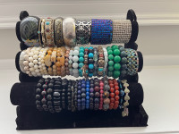 Natural crystal bracelets and metal bangles from $ 1-5 each 