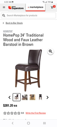 HomePop 24" Traditional Wood bar stool. Brand new in box.