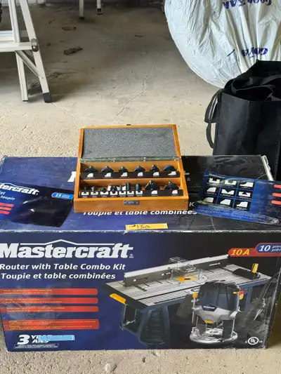 Router with table combo kit and set of 15 pieces router bit, View more