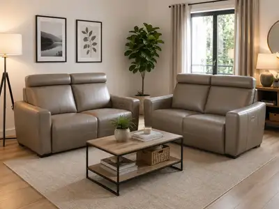 Magnifiques sofas condo inclinables motorisés en cuir italien gris, très confortables et en excellen...