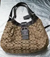 Coach handbag - large, monogram and brown leather