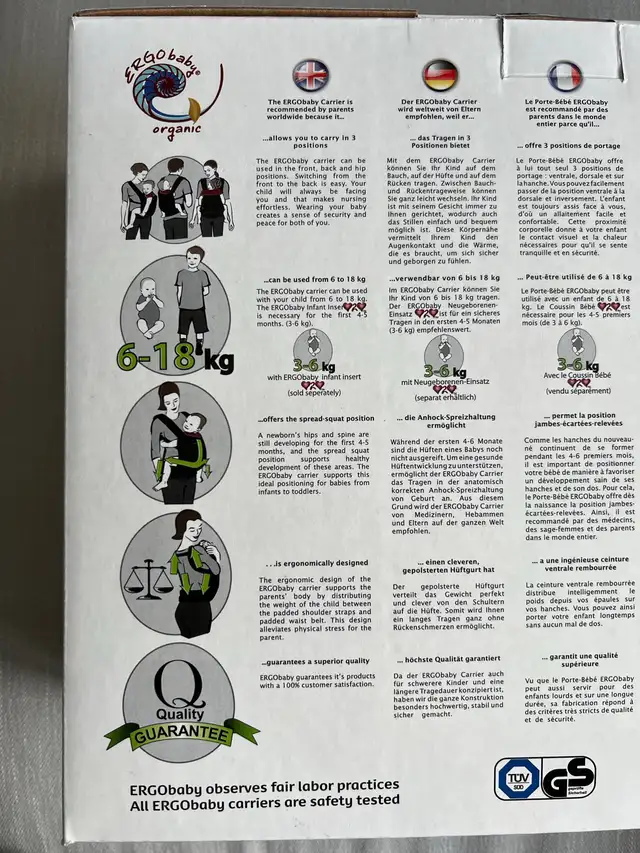 Ergo baby organic baby carrier & infant insert in Strollers, Carriers & Car Seats in Markham / York Region - Image 7