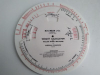 Vintage M.H. Mear Weight Calculator for Steelwork