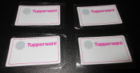 4 Vintage Tupperware Name Tag Style Fridge Magnets-orig. pkgs.