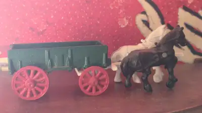 Cast iron horses and wagon , View more