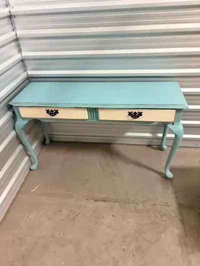 Moving sale wood table with 2 drawers, View more
