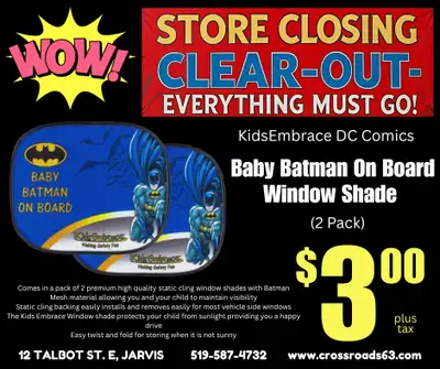 KidsEmbrace DC Comics Baby Batman On Board Window Shade Stk#9224, View more