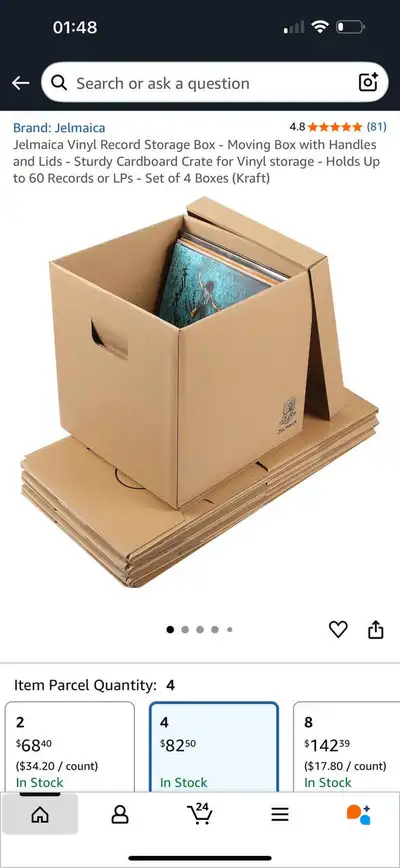  Jelmaica Vinyl Record Storage Box – Set of 4 (Kraft), View more