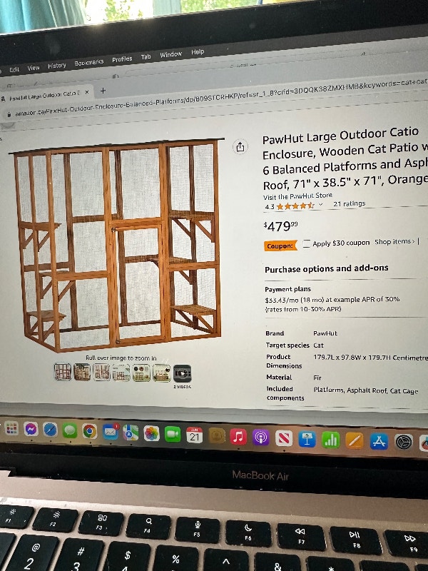 Pawhut Outdoor Cat Catio House Enclosure/Bird cage Accessories