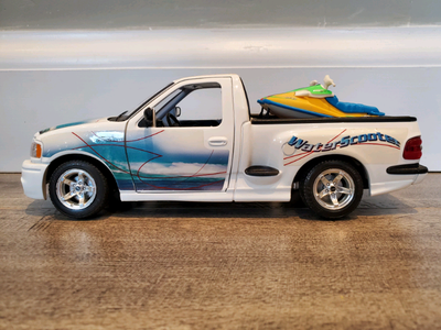 Burago Ford SVT F-150 Lightning Pickup 2 Seadoo's White Made in Italy No Box