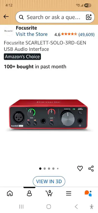 Focusrite SCARLETT-SOLO-3RD-GEN USB Audio Interface, View more