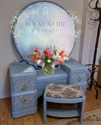 Beautiful 2 Piece Vintage Vanity and Bed Set, Restyled!