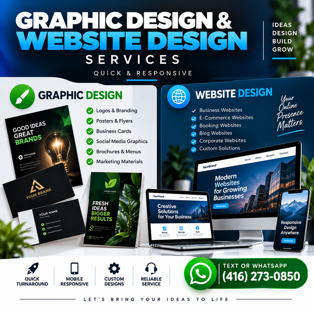 GRAPHICS DESIGN, WEBSITE DESIGN SERVICES. QUICK & RESPONSIVE