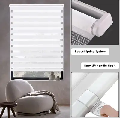 Free Stop Roller Shades for Windows Dual Layer 33”W x 72" H, View more