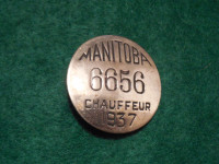 Original 1937 Manitoba Chauffeur #'d Drivers Badge