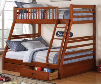 TWIN OVER DOUBLE BUNK BED WITH DRAWERS INCLUDED