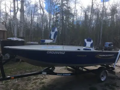 2012 PRINCECRAFT YUKON 15 BOAT, COMPOSITE DECK FLOOR, 2 HIGH BACK MOVABLE ADJUSTABLE SEATS, 30HP YAM...