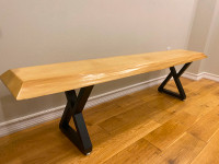 Live edge coffee tables and benches