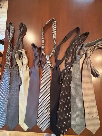 Nine ties ready to use as they are pre-tied