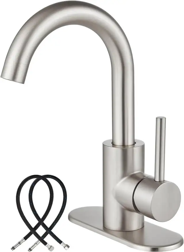 Midanya Brushed Nickel Single Handle Bathroom Sink Faucet, Wet B in Plumbing, Sinks, Toilets & Showers in Gatineau - Image 2