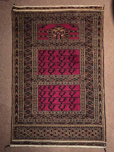 39" x 25" Antique Hand Knotted 100% wool Afghan Prayer Rug, View more