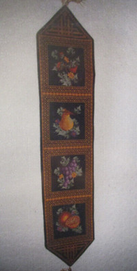 NEW, 4 PANEL "FRUIT TABLE RUNNER/BELL PULL" CROSS STITCH KIT