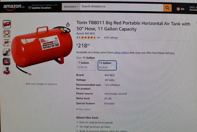 Like New 11 Gallon Portable Air Pig, 30’ Air Hose, & T Fitting in Other in Barrie - Image 11