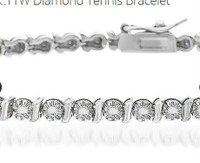 NEW 18K White Gold Plated  7.25" Tennis Bracelet