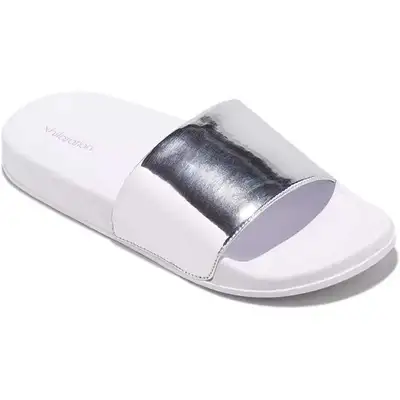 NEW Women's White Silver Slide Sandals, View more
