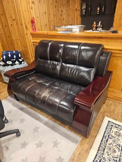 leather Love seat and single sofa, View more