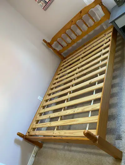 Solid pine double bed frame, incl hardware, View more