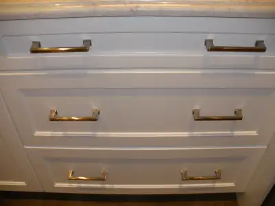36 Brushed nickel kitchen or bath cabinet handles. They are in pristine condition, individually wrap...