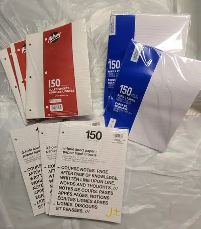 (8 pkg) 150 sheets of ruled paper, 3-hole, View more