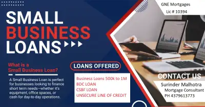 Business Loan 50k to 10M  and LOC, HELOC , Mortgage