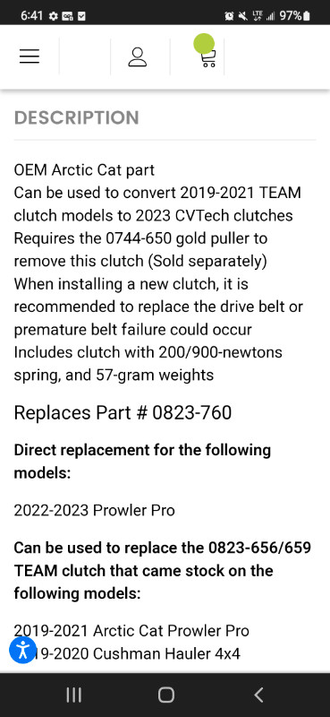 Arctic cat 2019-2023 prowler pro cvtec primary clutch brand new in ATV Parts, Trailers & Accessories in Regina - Image 4
