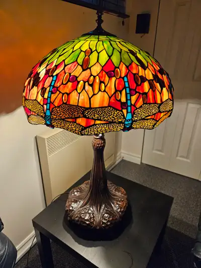 STUNNING 36” XL Stained Glass Dragonfly Lamp - 20” Shade, View more