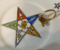 Masonic ring and cup & saucer 
