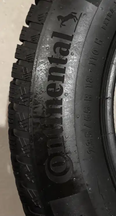 For sale: Set of lightly used Continental winter tires (235/65R18). These high-quality German-made t...