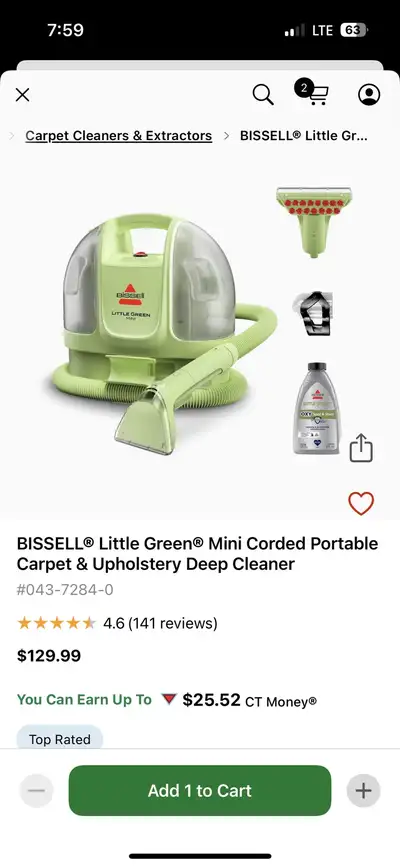 Bissell Little Green Carpet and upholstery Deep cleaner , View more