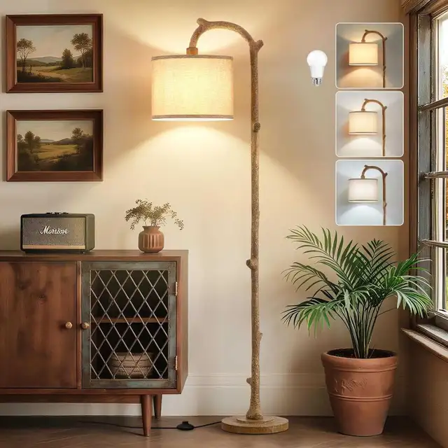 new : 69" natural Rustic Farmhouse Tall Lamp light with bulb in Indoor Lighting & Fans in Mississauga / Peel Region - Image 2