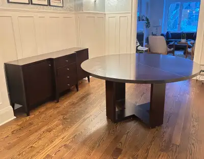 Espresso Wood Dining Table & Matching Hutch, View more