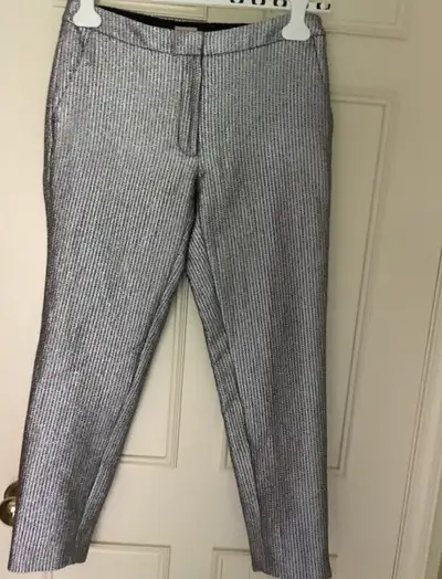H & M Silver Metallic Sexy Dress Capri Pants Trousers: Size 6, View more