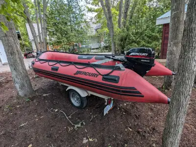 2 Boats working condition MERC 15 4 Stroke & Zodiac w Legend Trailer $6000 Aluminum 12Ft w 8 Envirud...
