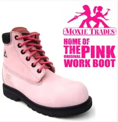 Pink work boots, View more