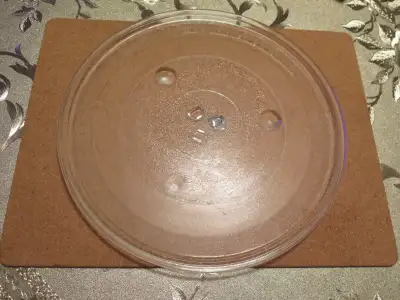 Glass turntable plate, approximately 12.5” (31.5cm) in diameter - $15 Turntable rotating ring roller...